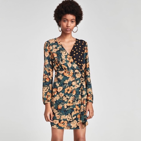 Zara Dresses & Skirts - Zara Mixed Floral & Polka Dot Print